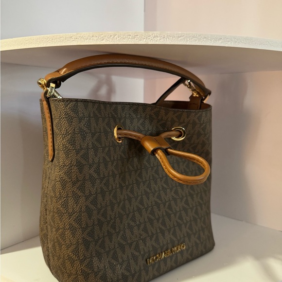 Michael Kors Tan and Brown Monogram Shoulder Bag/ Crossbody - Picture 3 of 5